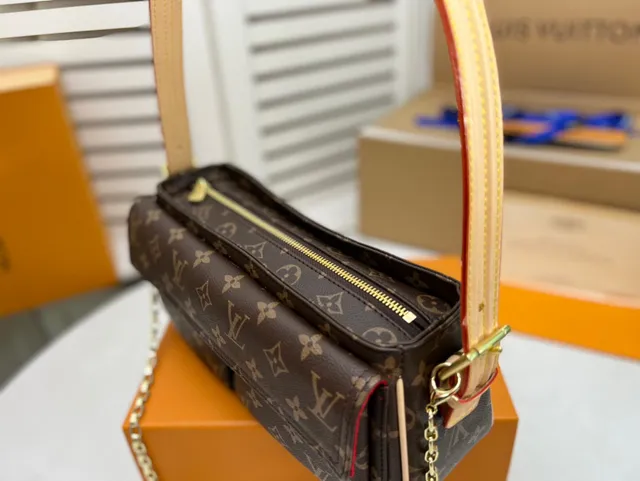Louis Vuitton Petite Malle Brown Monogram Canvas Chain Bag 6