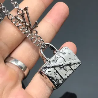 Louis Vuitton Petite Malle Monogram Metallic Handbag Pendant Necklace