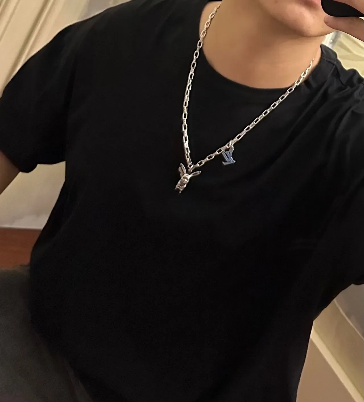 Louis Vuitton Pikachu x LV Monogram Silver Chain Necklace 3