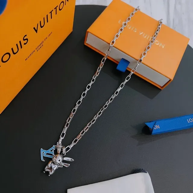 Louis Vuitton Pikachu x LV Monogram Silver Chain Necklace 4
