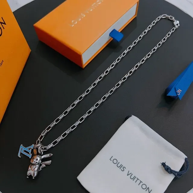 Louis Vuitton Pikachu x LV Monogram Silver Chain Necklace 6