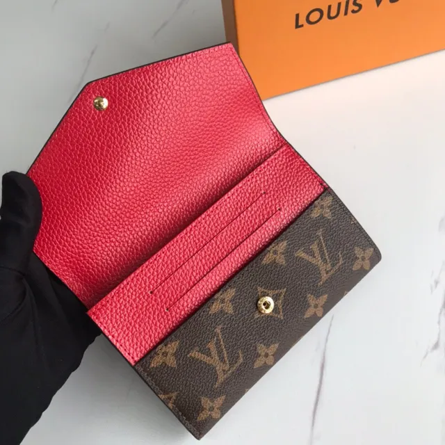 Louis Vuitton Pink Brown Envelope-Flap Monogram Canvas Short Wallet 7