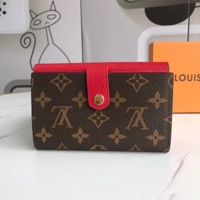 Louis Vuitton Pink Brown Envelope-Flap Monogram Canvas Short Wallet 9