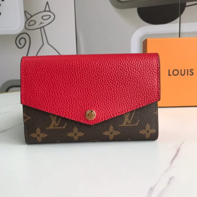 Louis Vuitton Pink Brown Envelope-Flap Monogram Canvas Short Wallet 10