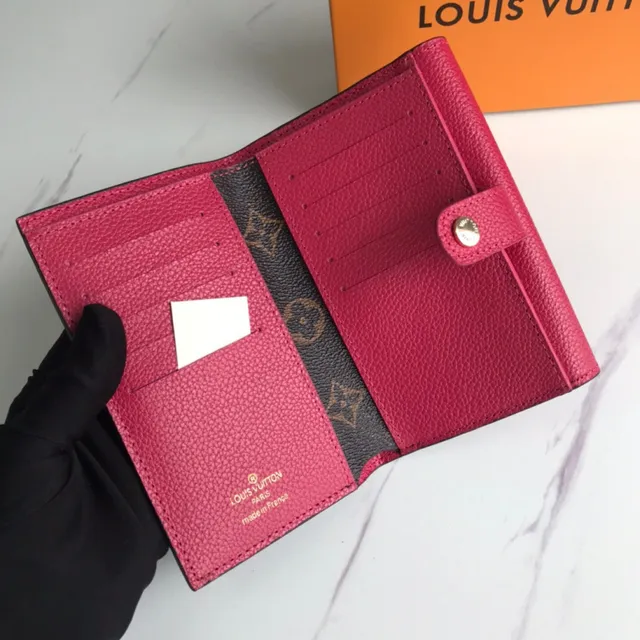 Louis Vuitton Pink Brown Envelope-Flap Monogram Canvas Short Wallet 14