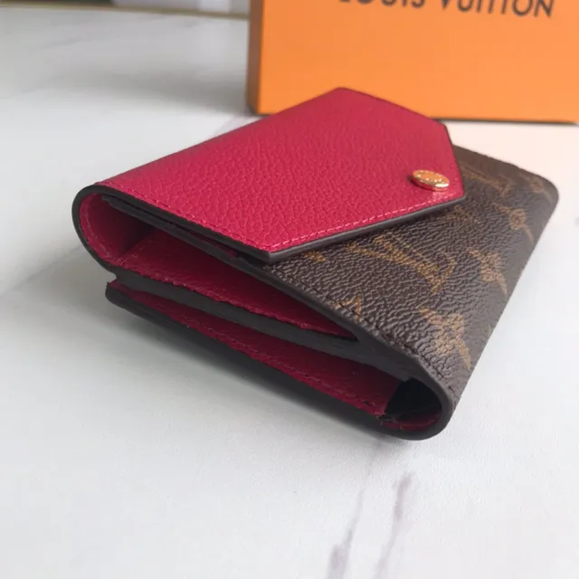 Louis Vuitton Pink Brown Envelope-Flap Monogram Canvas Short Wallet 17