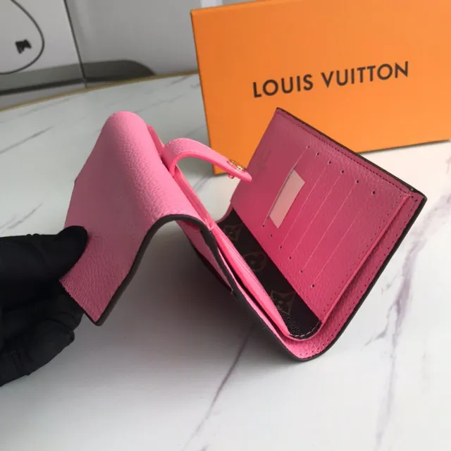 Louis Vuitton Pink Brown Envelope-Flap Monogram Canvas Short Wallet 20