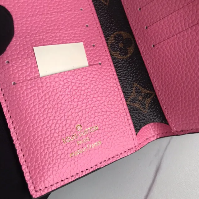 Louis Vuitton Pink Brown Envelope-Flap Monogram Canvas Short Wallet 22