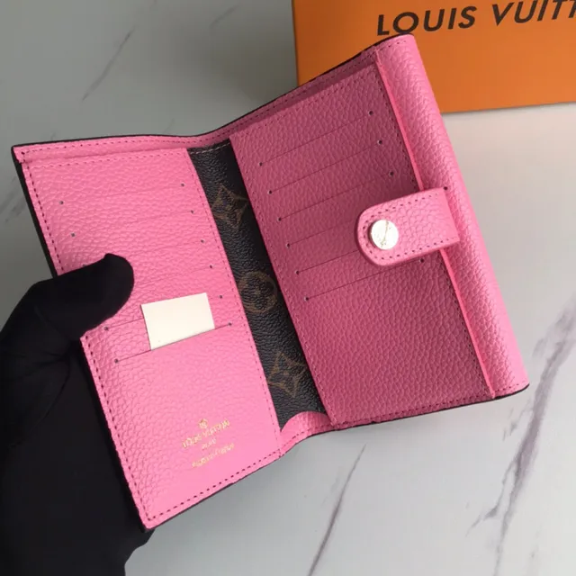Louis Vuitton Pink Brown Envelope-Flap Monogram Canvas Short Wallet 23