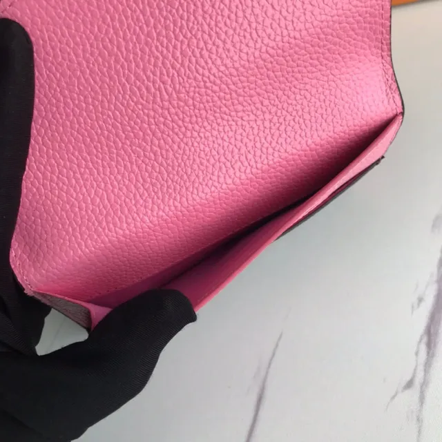 Louis Vuitton Pink Brown Envelope-Flap Monogram Canvas Short Wallet 24