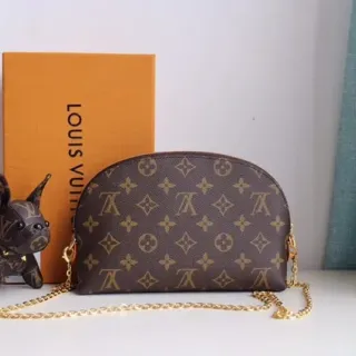 Louis Vuitton Pochette Metis Brown Gold Semi-Circular Dome Shape Monogram Coated Canvas Chain Bag