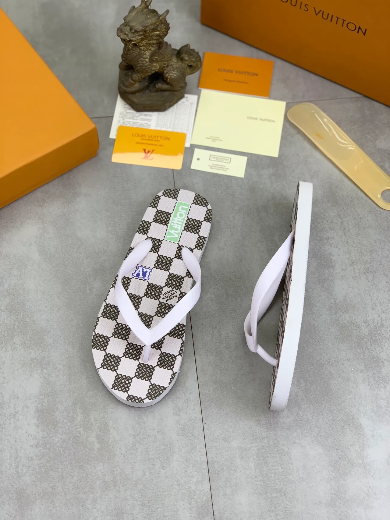 Louis Vuitton Printed Monogram and Damier Flip-Flop Slippers 23