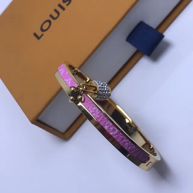 Louis Vuitton Purple Gold Hinged Bangle Monogram Enamel Band Bracelet 2