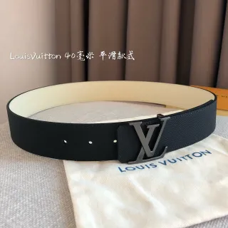 Louis Vuitton Reversible Belt Black Beige Textured Grain Leather Belt