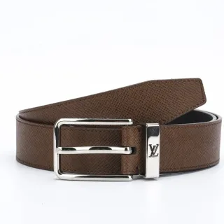 Louis Vuitton Reversible Textured Brown Leather Belt