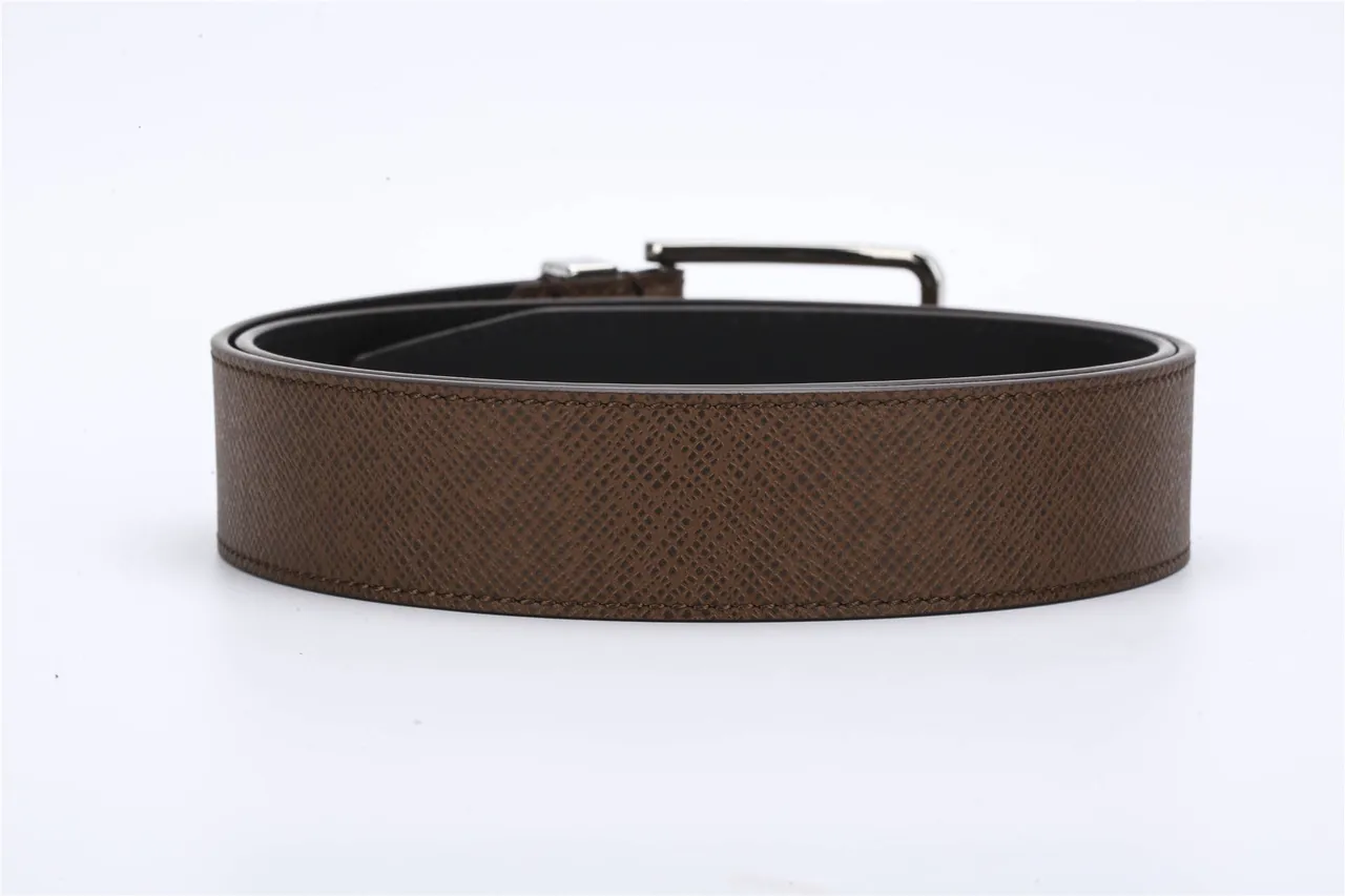 Louis Vuitton Reversible Textured Brown Leather Belt 2