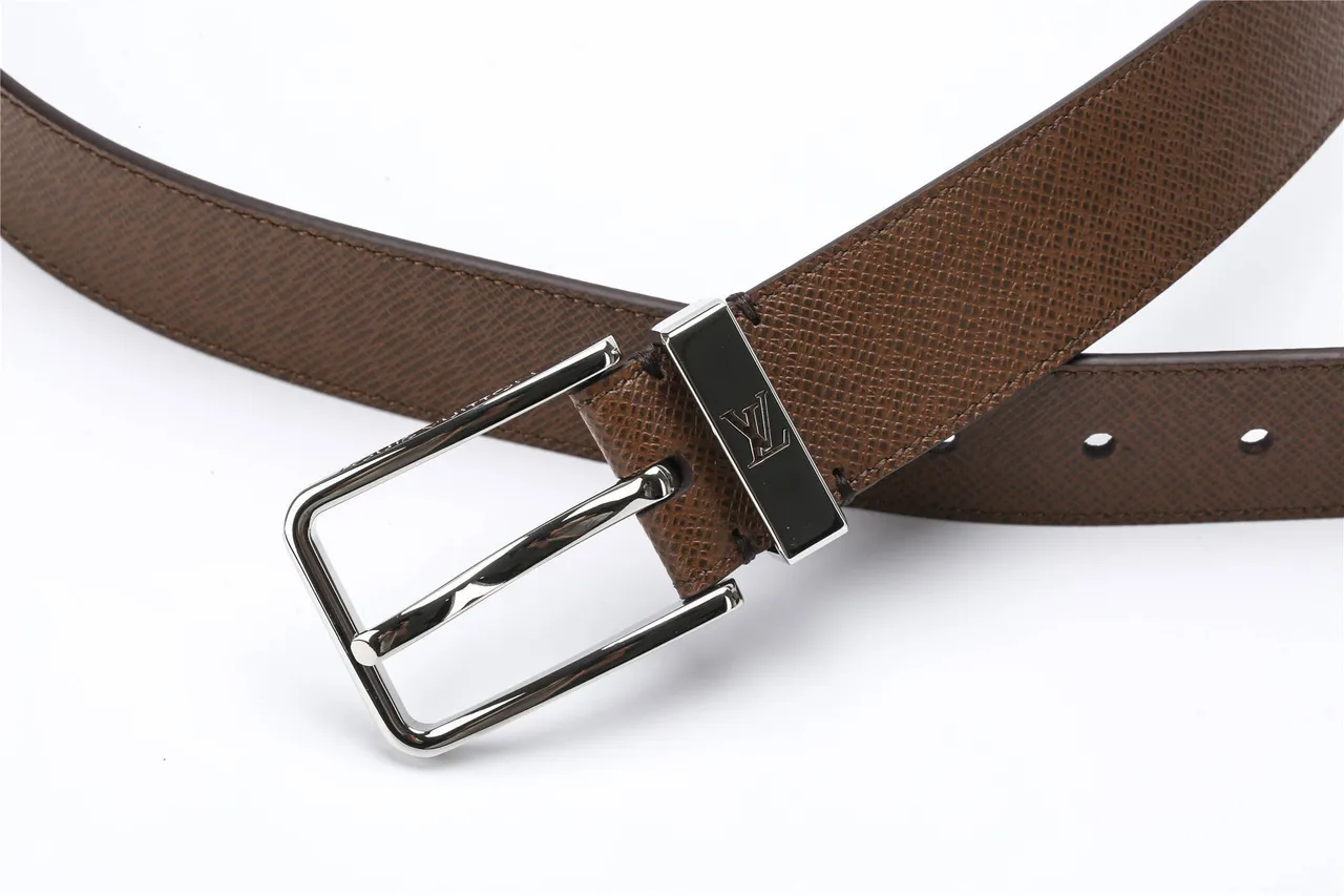Louis Vuitton Reversible Textured Brown Leather Belt 4