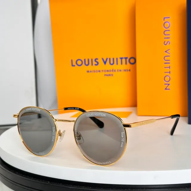 Louis Vuitton Lunettes de soleil rondes en métal gris dégradé 4