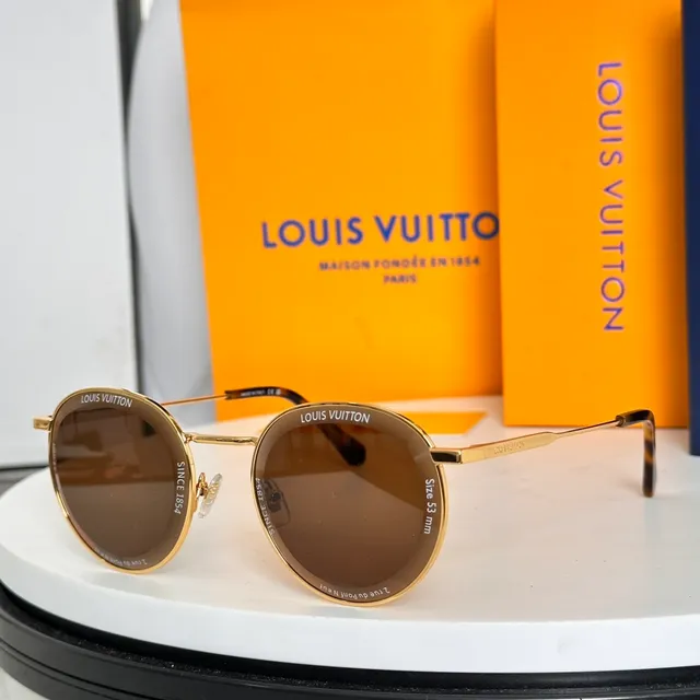Louis Vuitton Lunettes de soleil rondes en métal gris dégradé 6