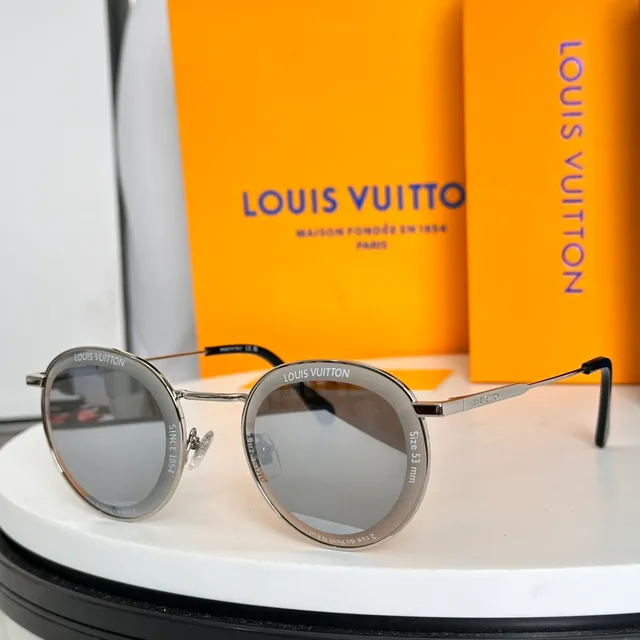 Louis Vuitton Lunettes de soleil rondes en métal gris dégradé 7