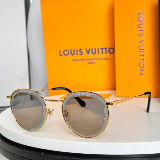 Louis Vuitton Lunettes de soleil rondes en métal gris dégradé 8