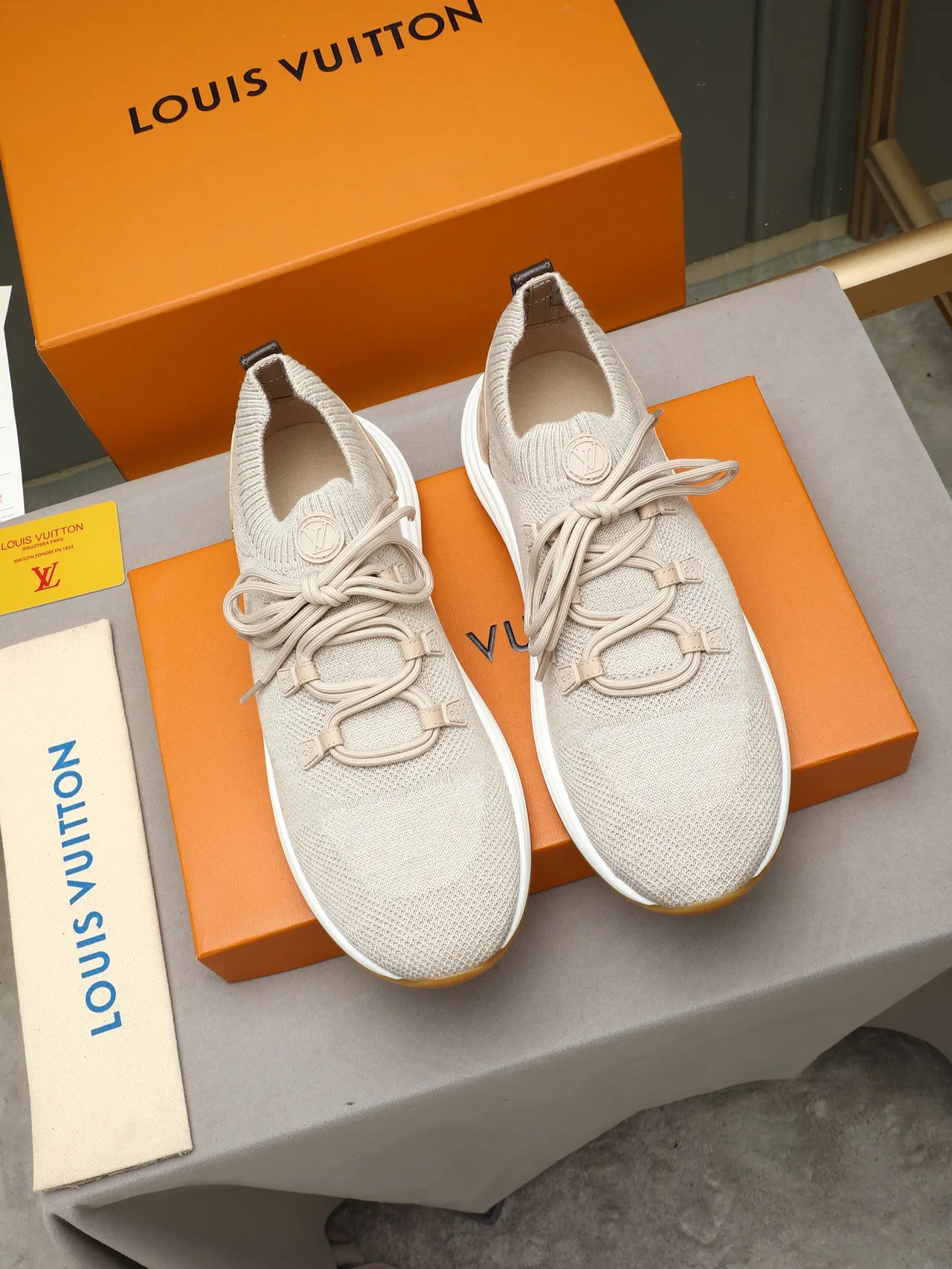 Louis Vuitton Run Away Beige Knit Lifestyle Sneakers 3