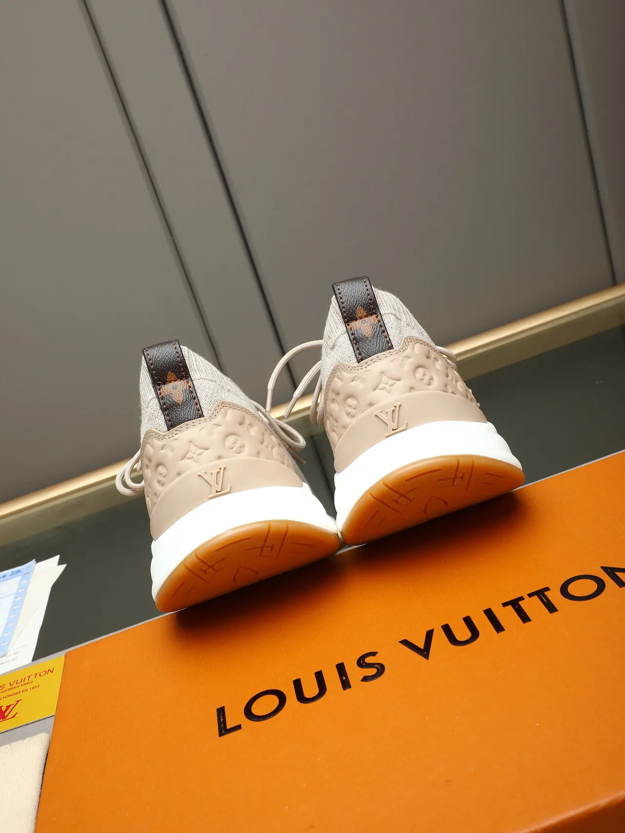 Louis Vuitton Run Away Beige Knit Lifestyle Sneakers 4