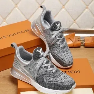 Louis Vuitton Run Away gris plata punto superior esculpido talón medio zapatillas lifestyle