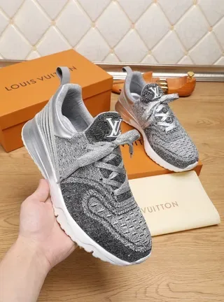 Louis Vuitton Run Away Gray Silver Knit Upper Sculpted Midsole Lifestyle Sneakers 3