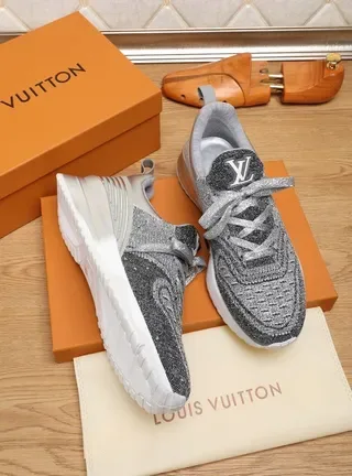 Louis Vuitton Run Away Gray Silver Knit Upper Sculpted Midsole Lifestyle Sneakers 4