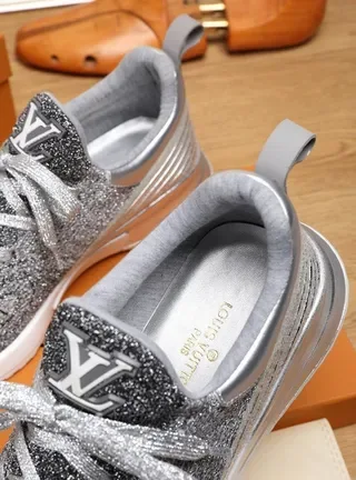 Louis Vuitton Run Away Gray Silver Knit Upper Sculpted Midsole Lifestyle Sneakers 6