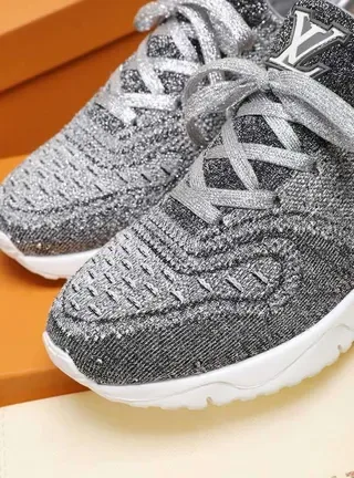 Louis Vuitton Run Away Gray Silver Knit Upper Sculpted Midsole Lifestyle Sneakers 7