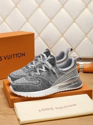 Louis Vuitton Run Away Gray Silver Knit Upper Sculpted Midsole Lifestyle Sneakers 8