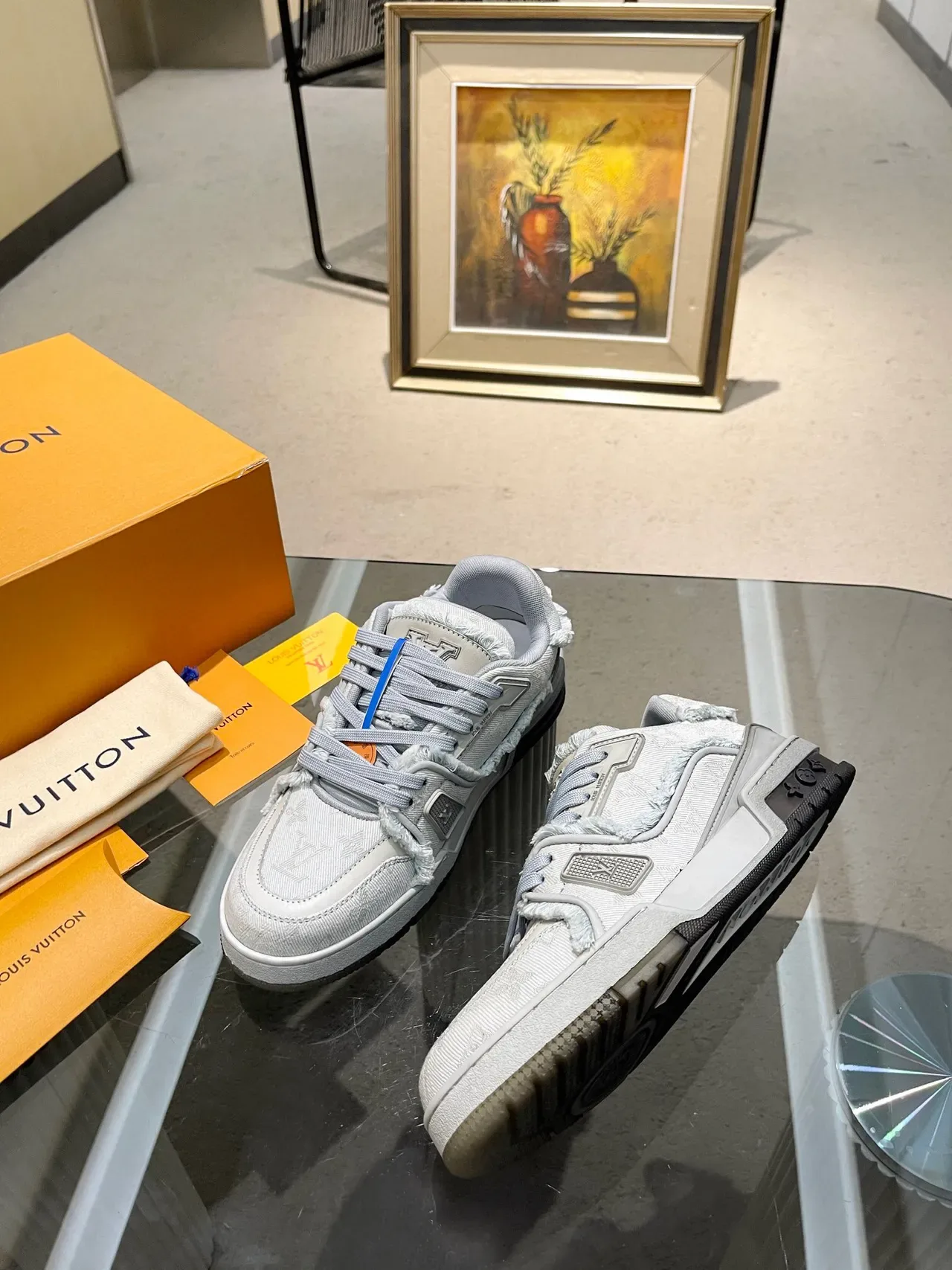 Louis Vuitton Run Away Light Gray Monogram Jacquard Lifestyle Sneakers 2