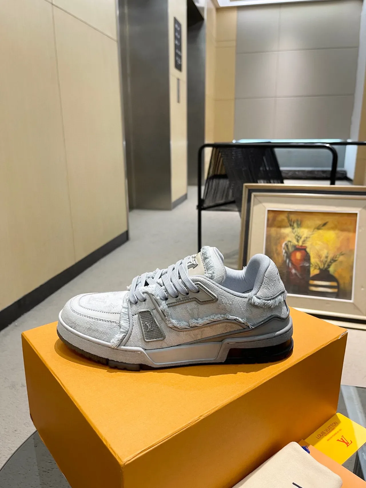 Louis Vuitton Run Away Light Gray Monogram Jacquard Lifestyle Sneakers 5