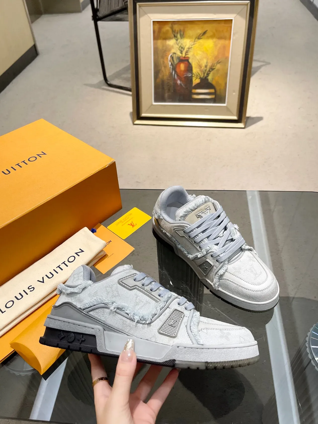 Louis Vuitton Run Away Light Gray Monogram Jacquard Lifestyle Sneakers 8