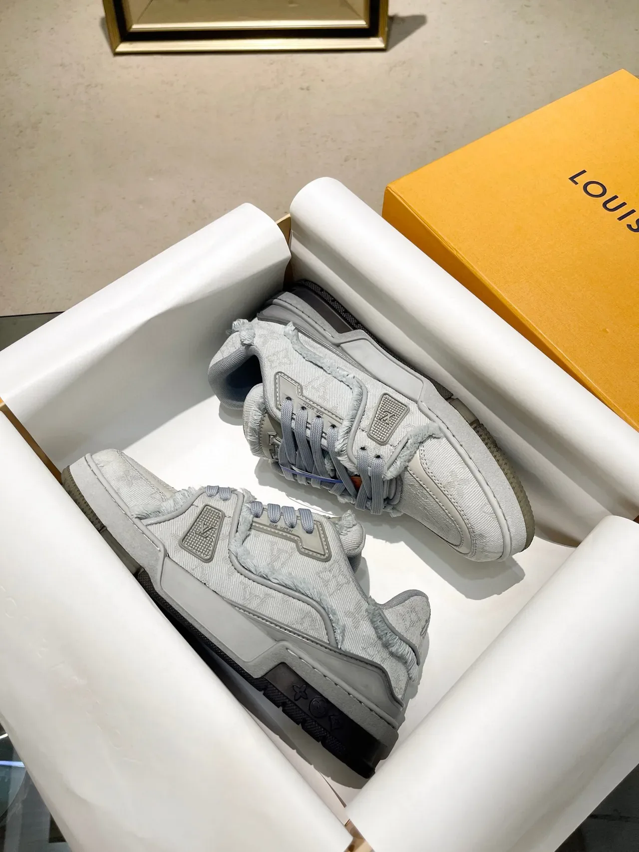 Louis Vuitton Run Away Light Gray Monogram Jacquard Lifestyle Sneakers 9