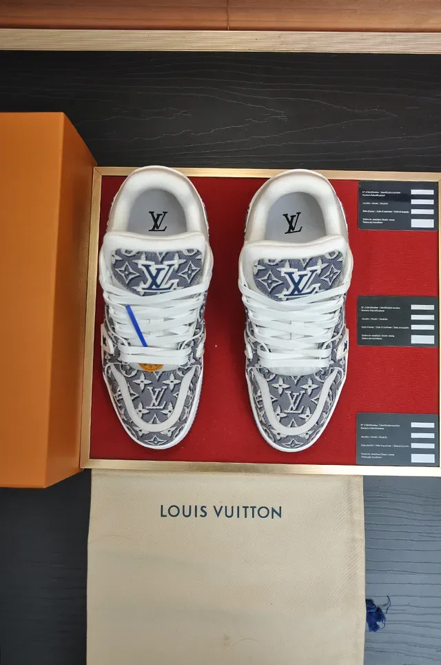 Louis Vuitton Run Away Monogram Canvas Gray Blue Lifestyle Sneakers 5