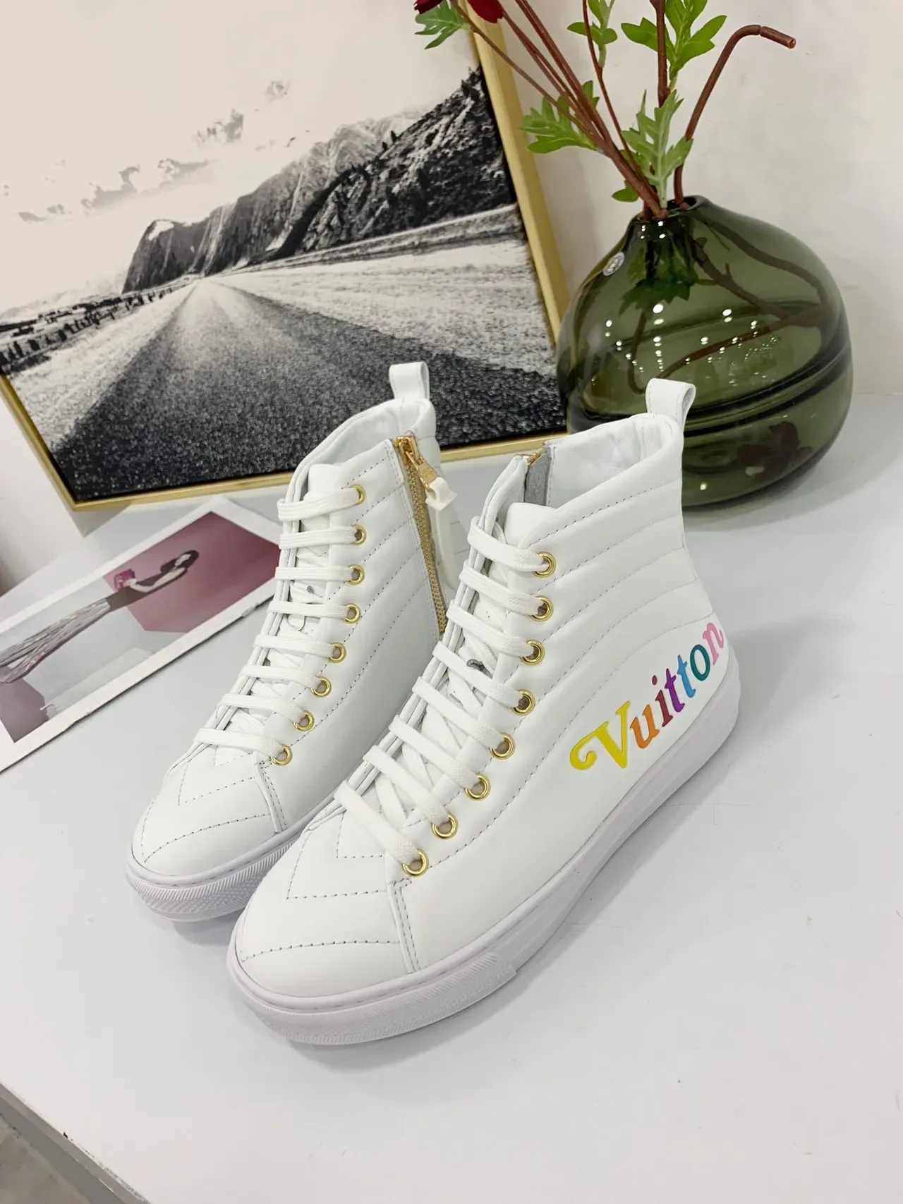 Louis Vuitton Run Away Rainbow Logo White Lifestyle Sneakers 4