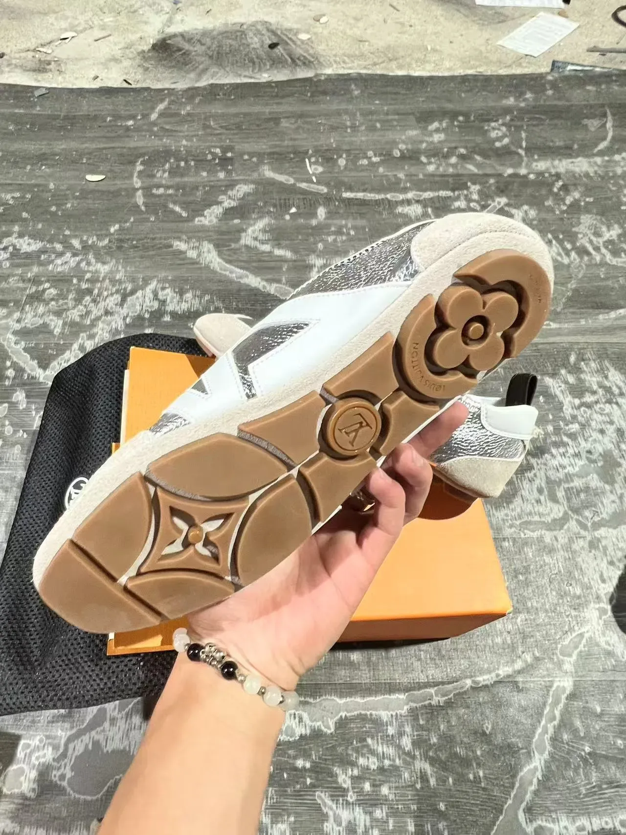 Louis Vuitton Run Away Silver Metallic White Beige Lifestyle Sneakers 6