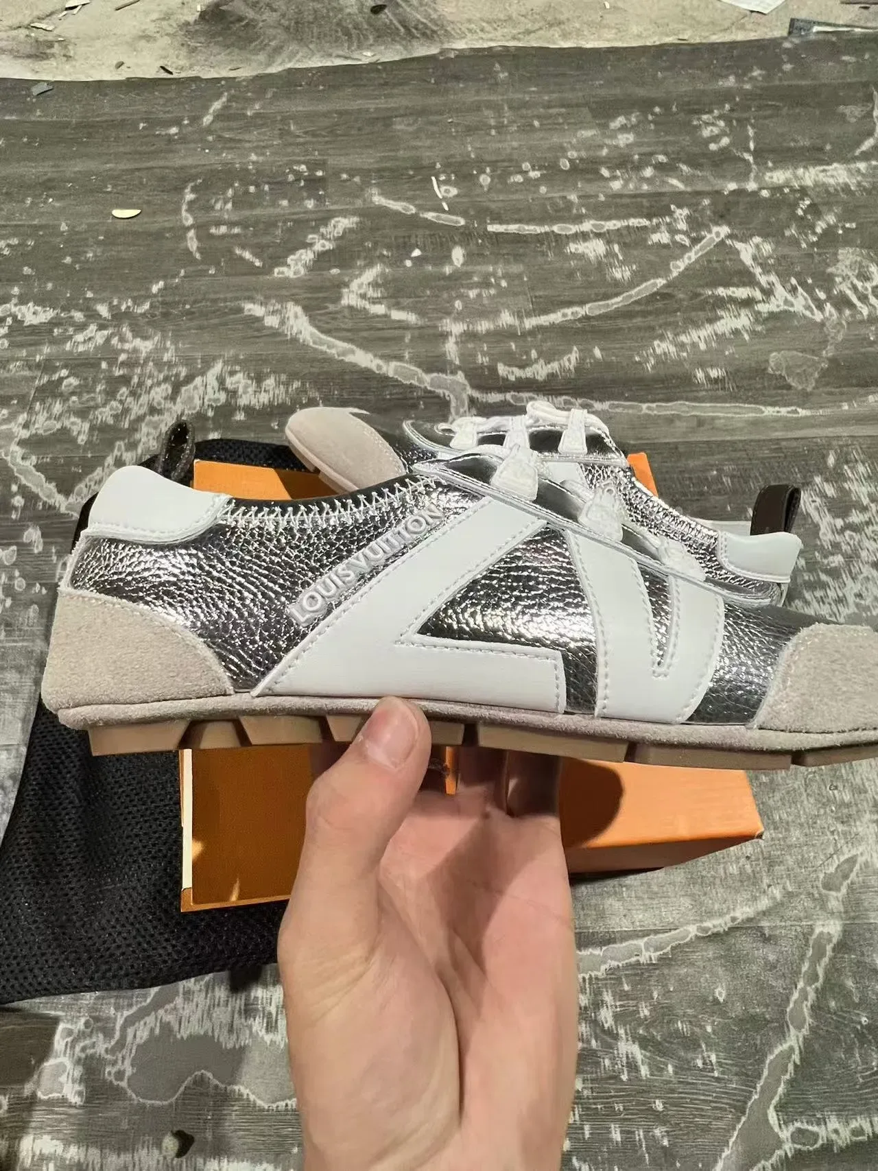 Louis Vuitton Run Away Silver Metallic White Beige Lifestyle Sneakers 7