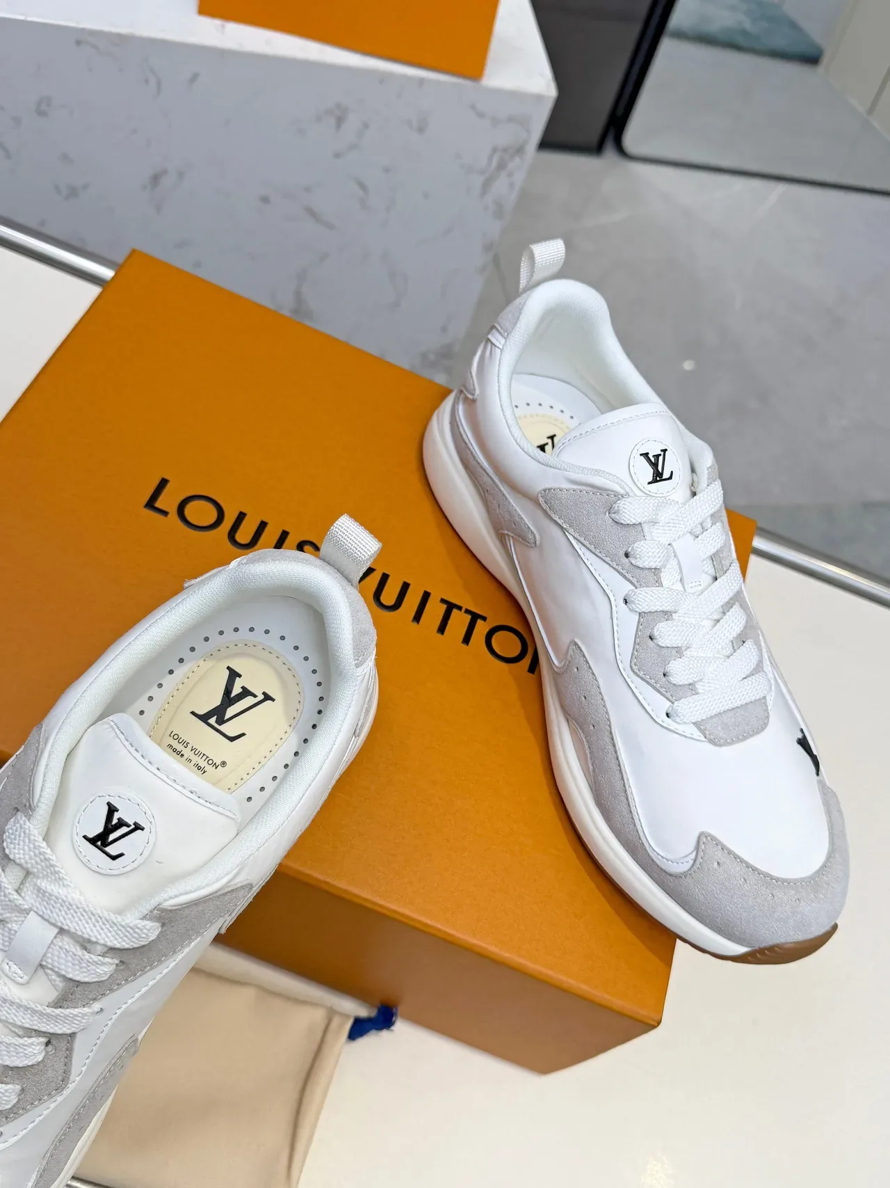 Louis Vuitton Run Away White and Light Gray Lifestyle Sneakers 3