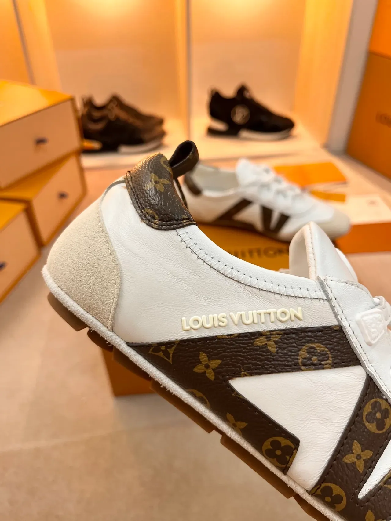 Louis Vuitton Run Away White Brown Low-Top Leather And Monogram Canvas Lifestyle Sneakers 2