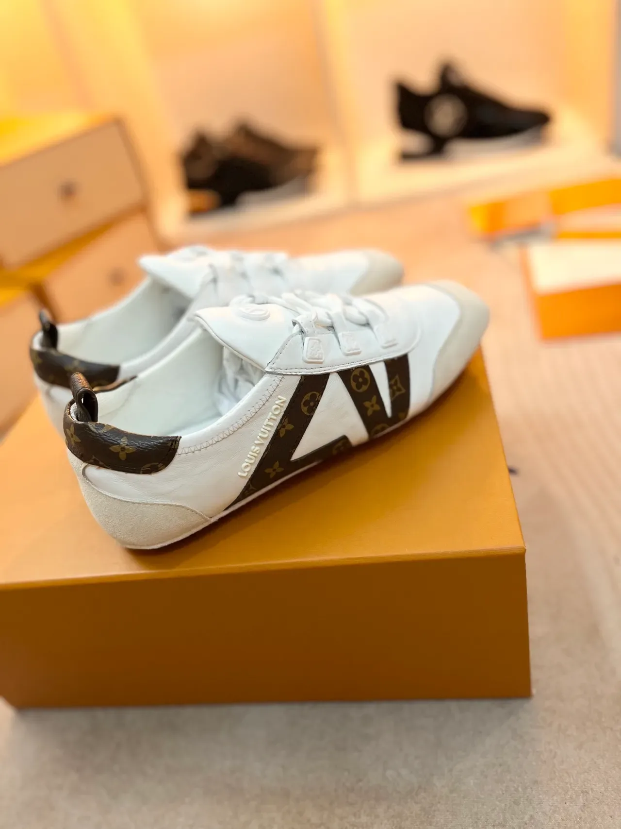 Louis Vuitton Run Away White Brown Low-Top Leather And Monogram Canvas Lifestyle Sneakers 4