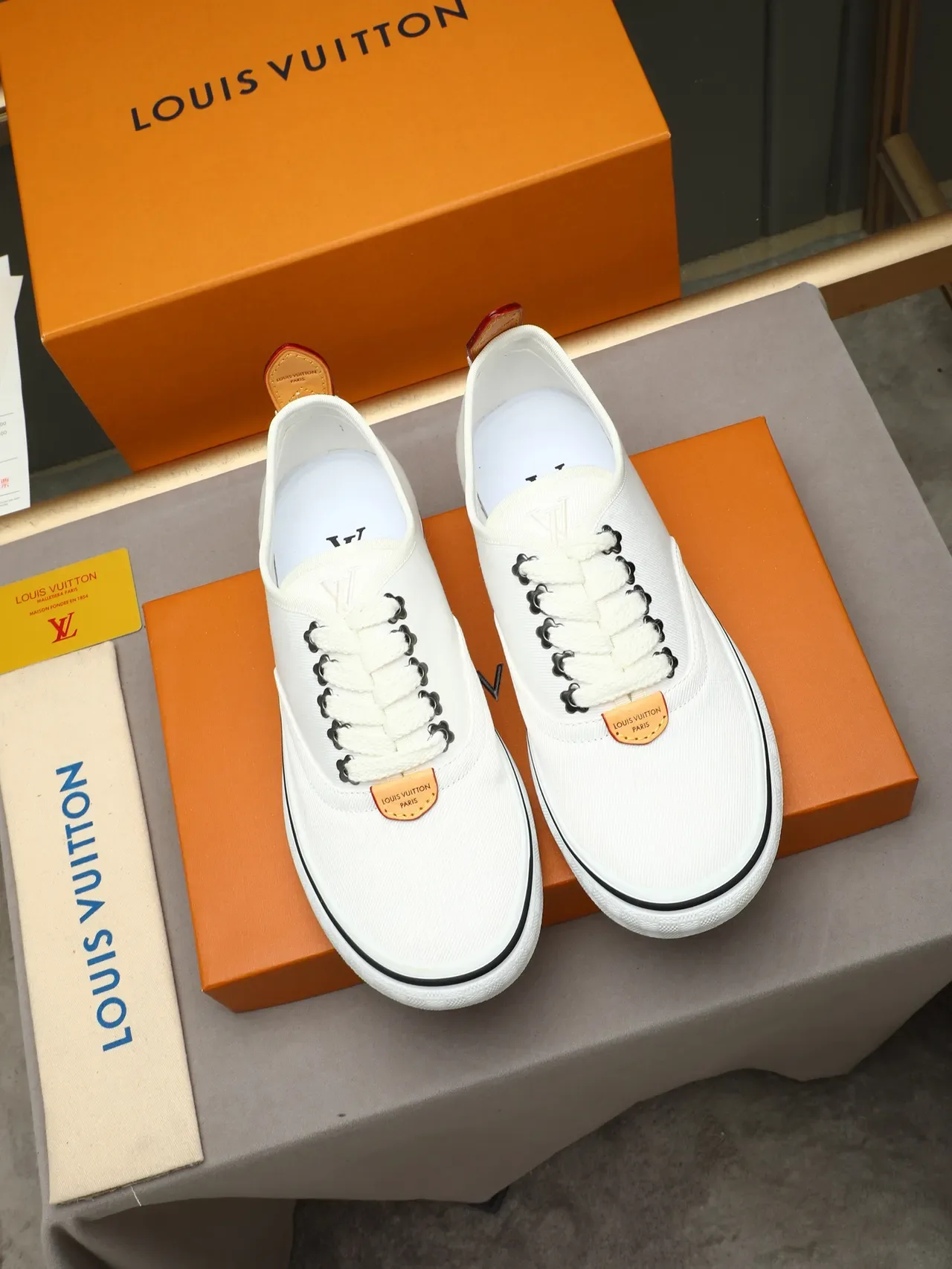 Louis Vuitton Run Away White Orange Canvas Upper Embossed LV Monogram Midsole Lifestyle Sneakers 3