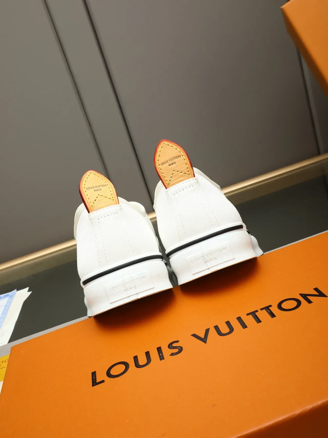 Louis Vuitton Run Away White Orange Canvas Upper Embossed LV Monogram Midsole Lifestyle Sneakers 4