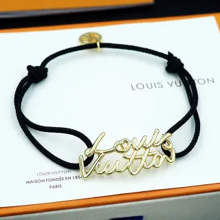 Louis Vuitton Script Charm Pulsera de Cordón Negro