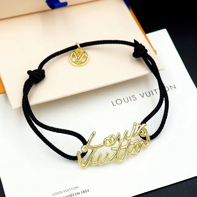 Louis Vuitton Script Charm Black Cord Bracelet 2