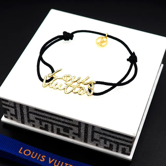 Louis Vuitton Script Charm Black Cord Bracelet 4