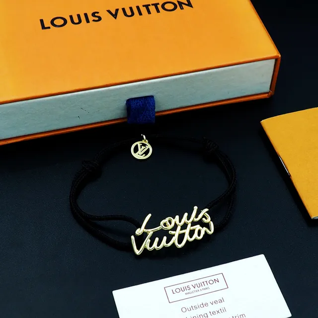 Louis Vuitton Script Charm Black Cord Bracelet 5